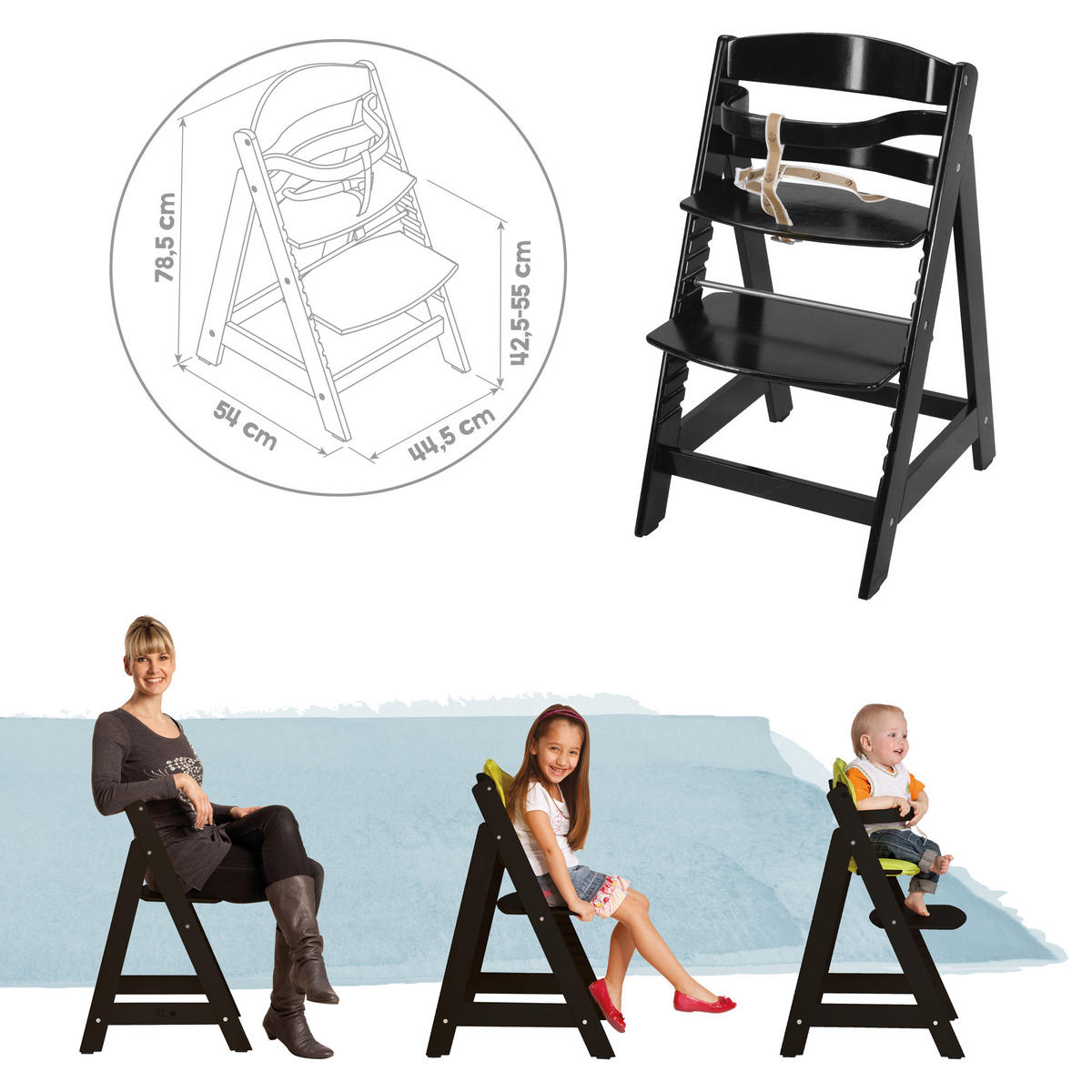HOCHSTUHL Sit Up III Schwarz - Schwarz, Holzwerkstoff (44.5/80/54cm) - Roba