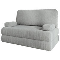 BETTSOFA KESTE aus Schaumstoff Bucle-Stoff Hellgrau Schlaffunktion - Hellgrau, Textil (140/86/60cm) - MASSENO