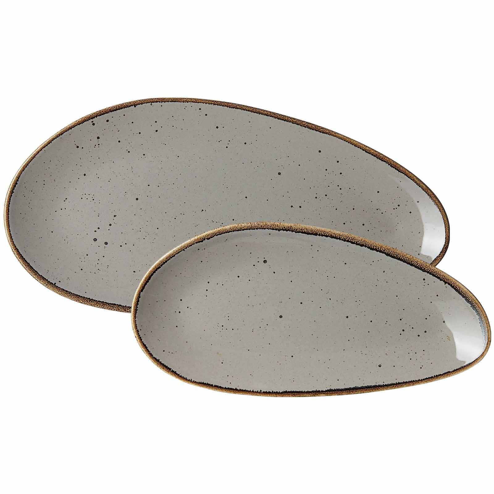 SERVIERPLATTEN-SET Taste taupe 2er Set - Taupe, Keramik (1/1/1cm) - Ritzenhoff Breker