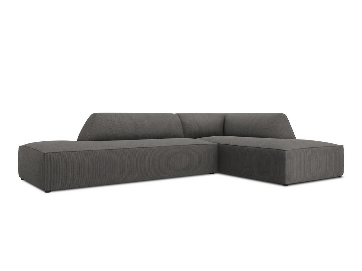 ECKSOFA rechts Ruby aus Cord dunkelgrau 4 Sitzplätze - Dunkelgrau, Textil (180/273cm) - Micadoni
