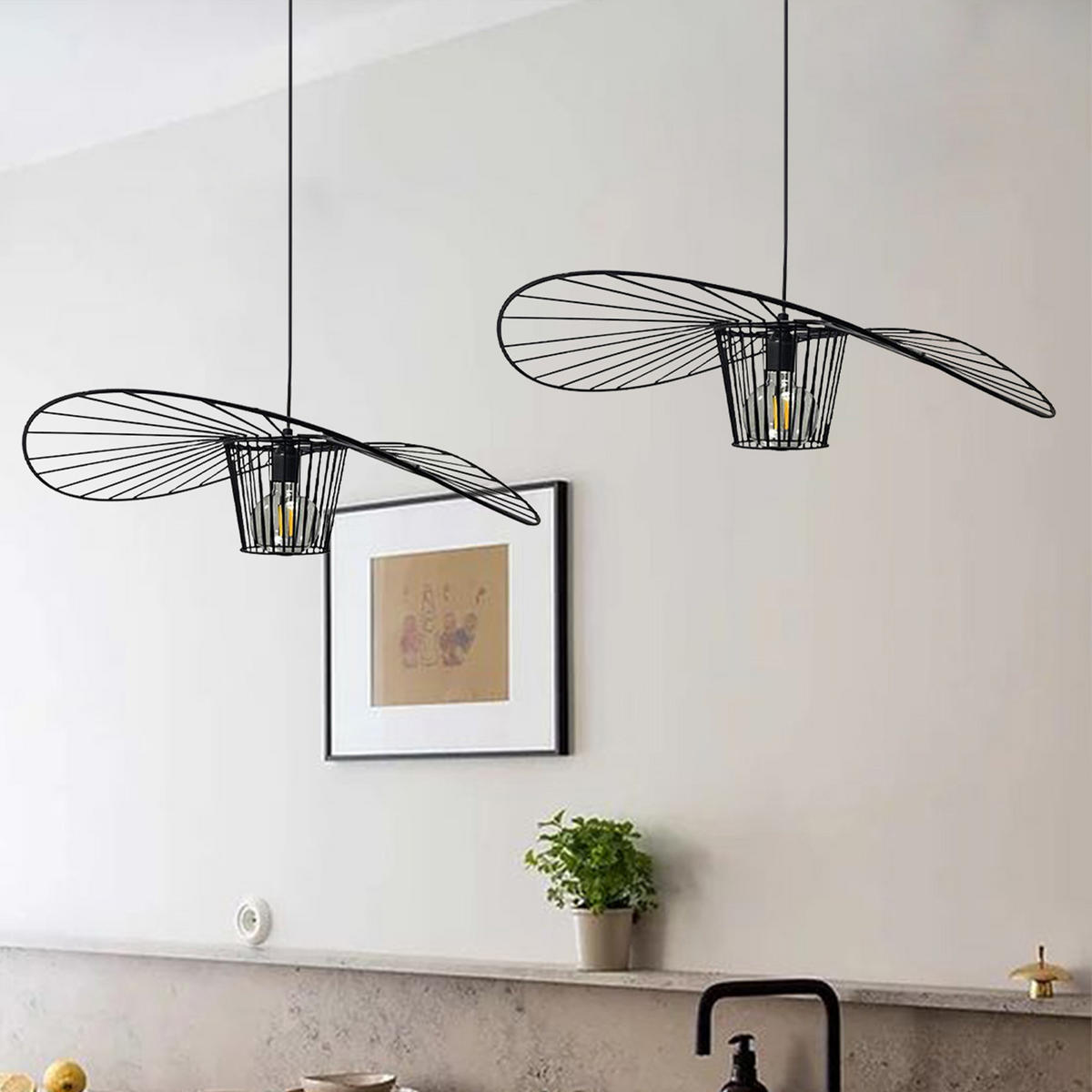 PENDELLEUCHTE Orvelte 70/20 cm - Schwarz, Metall (20/70/20cm) - Bamyum
