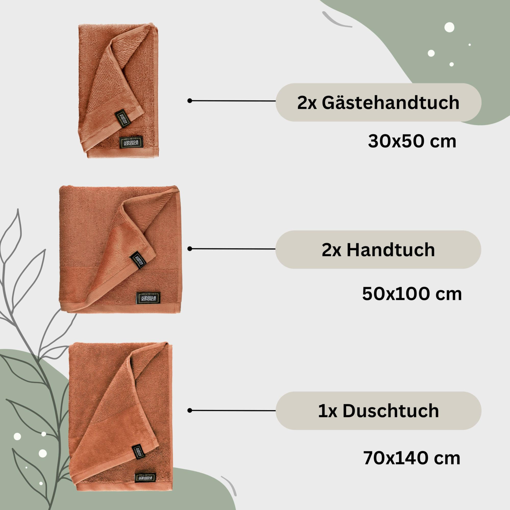 HANDTUCH SET SENSE 5tlg. - Rostfarben, Textil (50/100cm) - Schöner Wohnen