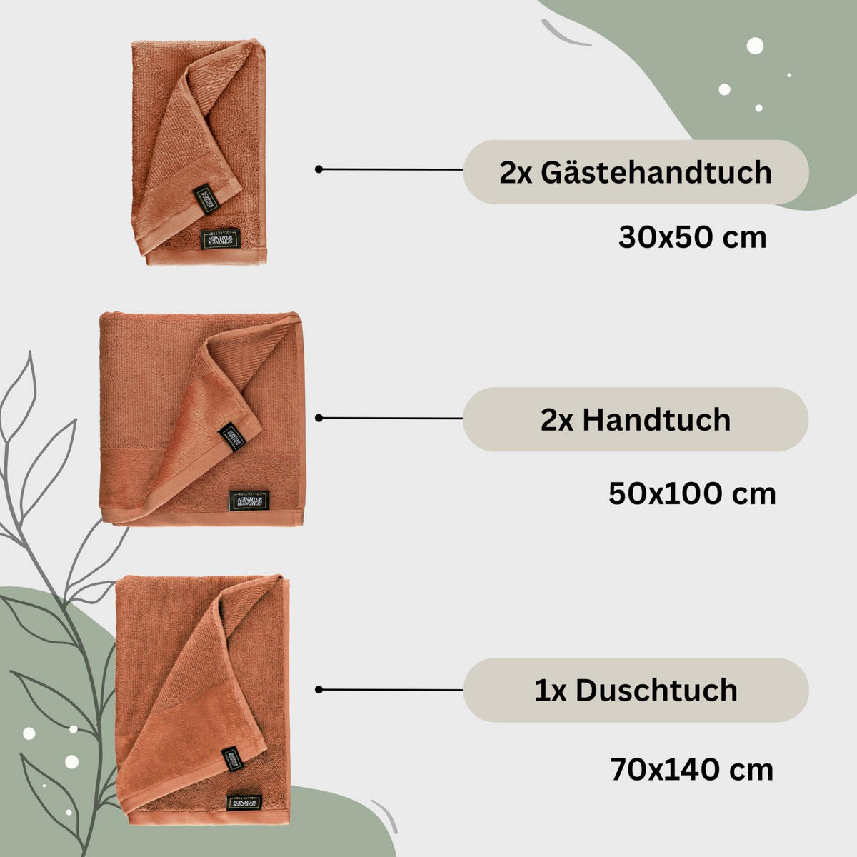 HANDTUCH SET SENSE 5tlg. - Rostfarben, Textil (50/100cm) - Schöner Wohnen