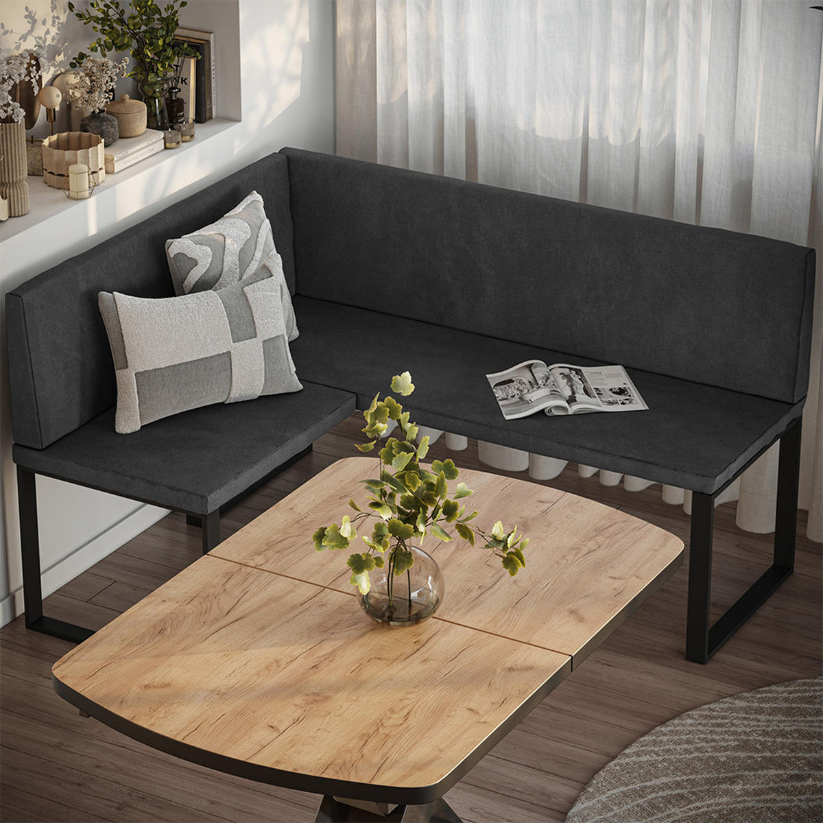 ESSZIMMER-ECKBANK Ravon Anthrazit 120 x 150 cm - Anthrazit, Textil (120/87/150cm) - Vicco