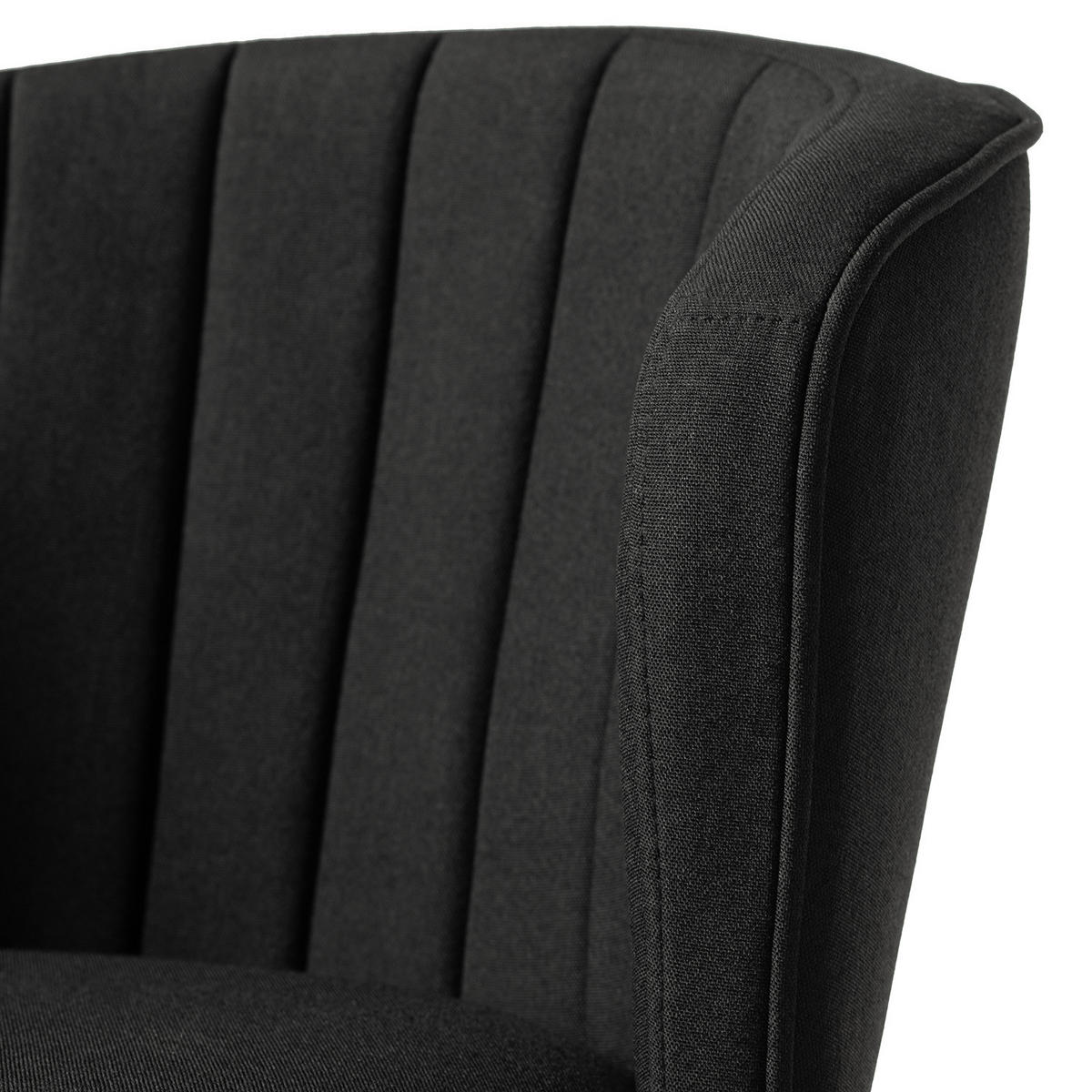 POLSTERSTUHL - Webstoff / Buche massiv - Schwarz, Holz/Textil (59/75/59cm) - home24