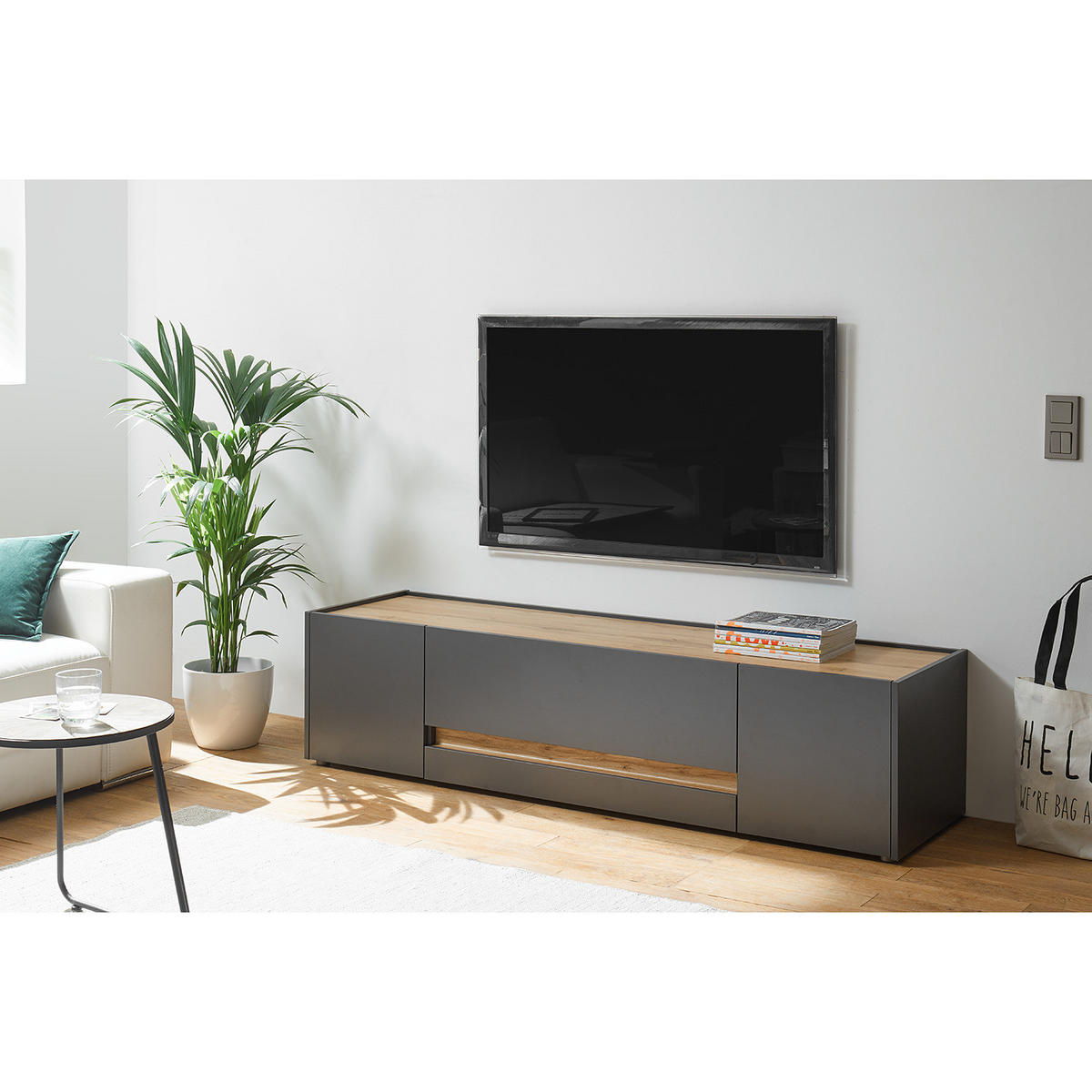 TV-LOWBOARD - Anthrazit/Silberfarben, Holzwerkstoff/Kunststoff (170/40/45cm) - home24