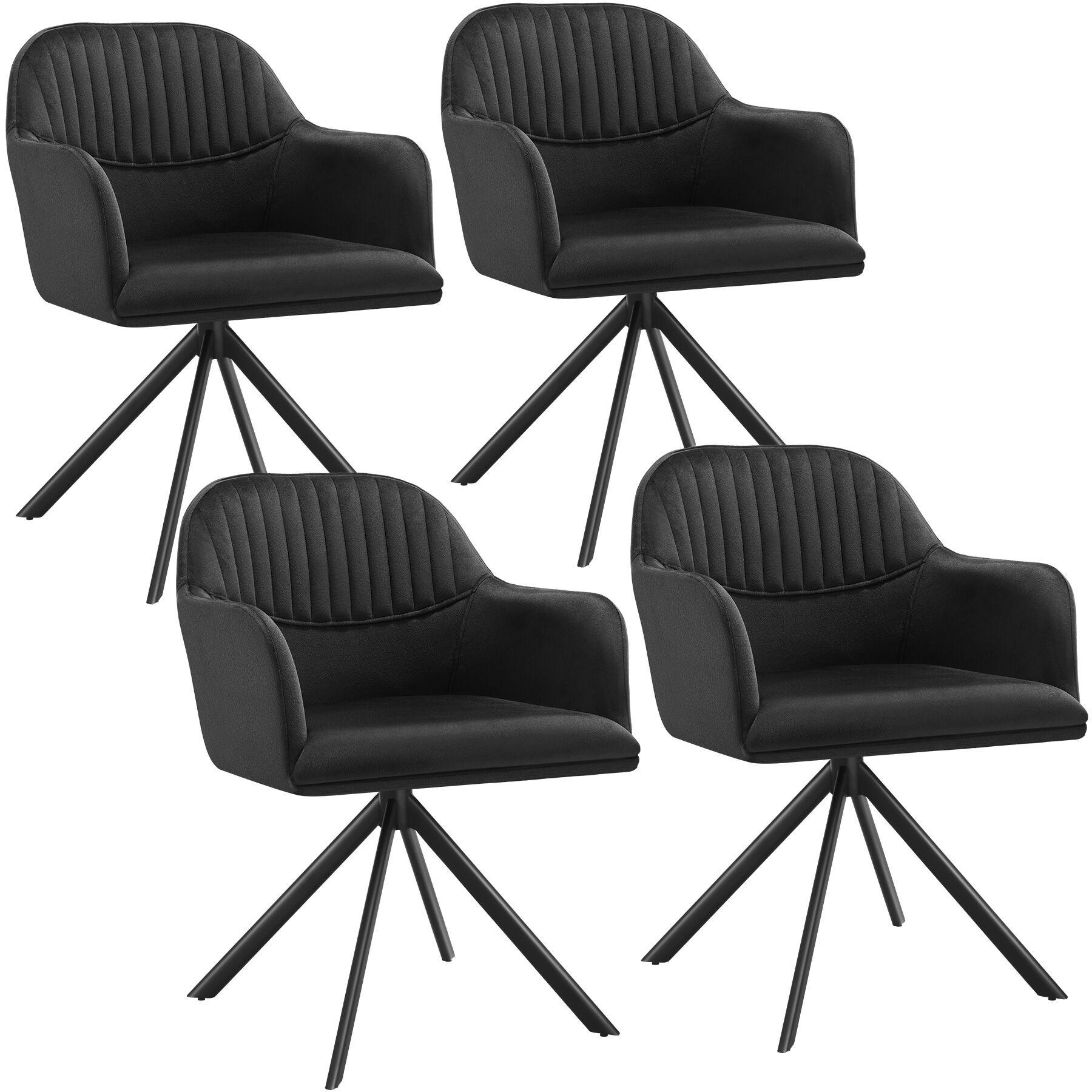 DREHSTUHL 4er Set Lona 56 x 59 x 81 cm schwarz/schwarz - Schwarz, Textil (56/81/59cm) - tectake