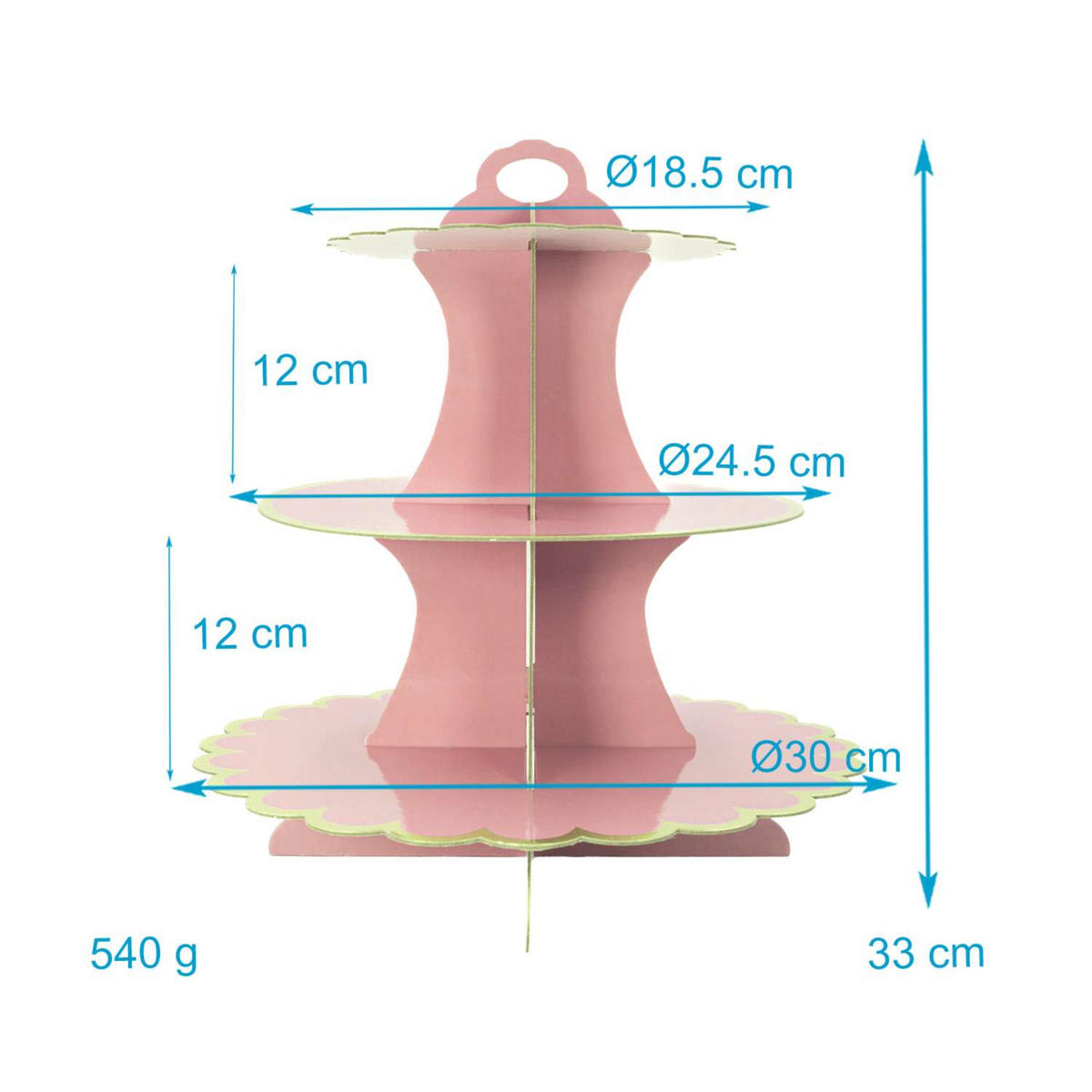 TORTENSTÄNDER aus Karton - Rosa, Kunststoff (30/33/30cm) - Intirilife