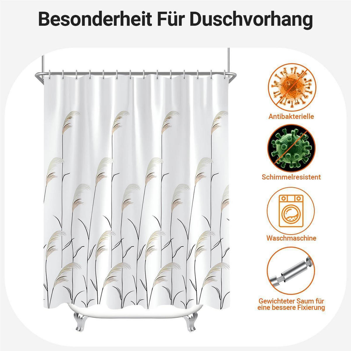 DUSCHVORHANG Weizenohr 120 x 200 cm - Multicolor, Textil (120/200cm)