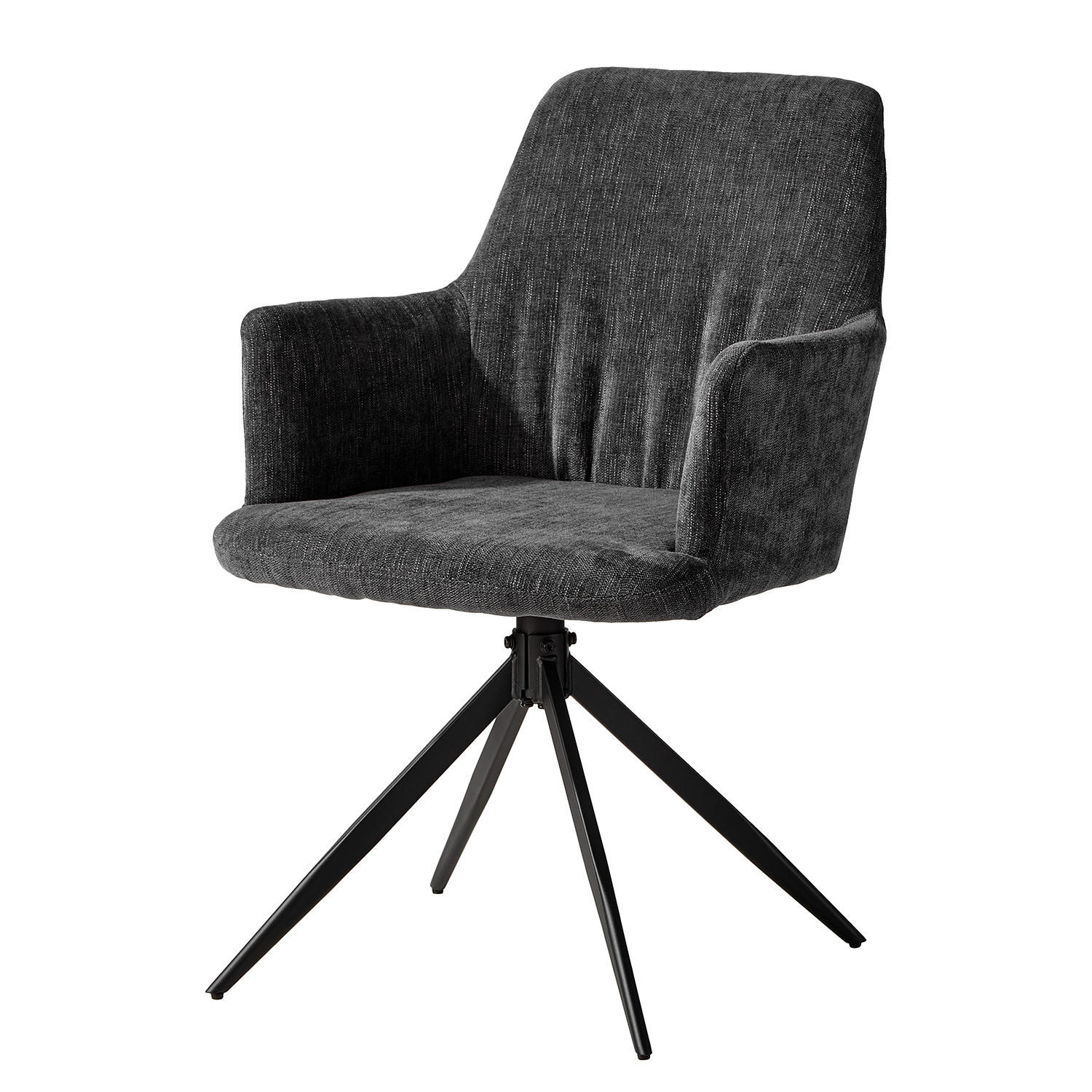 DREHBARER ARMLEHNENSTUHL - Grau - Chenille - Eisen - 59 x 87 x 65 cm - Grau, Textil/Metall (59/87/65cm) - home24