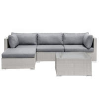 LOUNGE SET 4-Sitzer hellgrau linksseitig modular Auflagen grau Sano - Hellgrau, Kunststoff - Beliani
