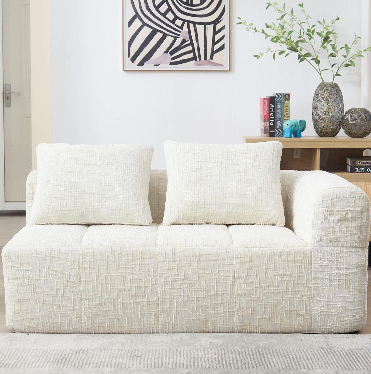 2-SITZER 158/90/60 cm Beige aus Chenille mit Seitentaschen - Beige, Textil (90/60/158cm) - OKMYHOME