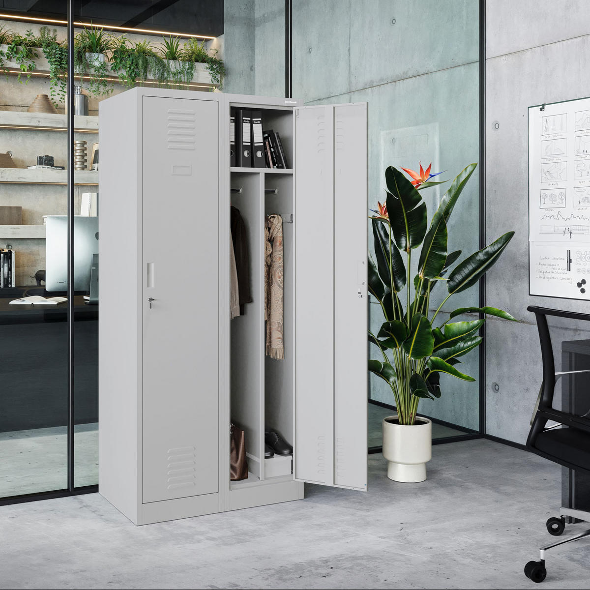 UMKLEIDESCHRANK KACPER - Grau, Metall (80/180/50cm) - Jan Nowak