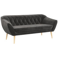 SOFA Pirs 3 Sitzer Velvet Grau - Braun/Grau, Holz/Textil (180/75/74cm) - MKS