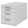 ROLLCONTAINER - mit 3 Schubladen 80/42,8/51,2 cm in Grau Streifengriff (Kunststoff) - Grau, Holzwerkstoff (42.8/51.2/80cm) - bümö