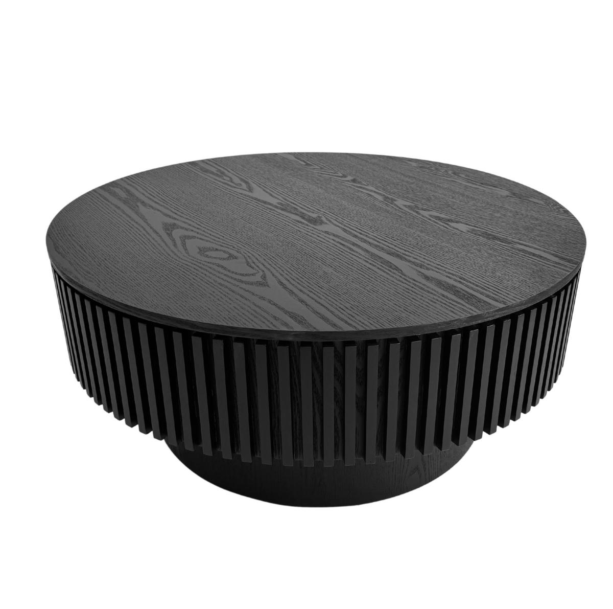 COUCHTISCH 75/75/35 cm schwarz aus Massivholz und MDF mit Stauraum - Schwarz, Holz (75/75/35cm) - OKWISH