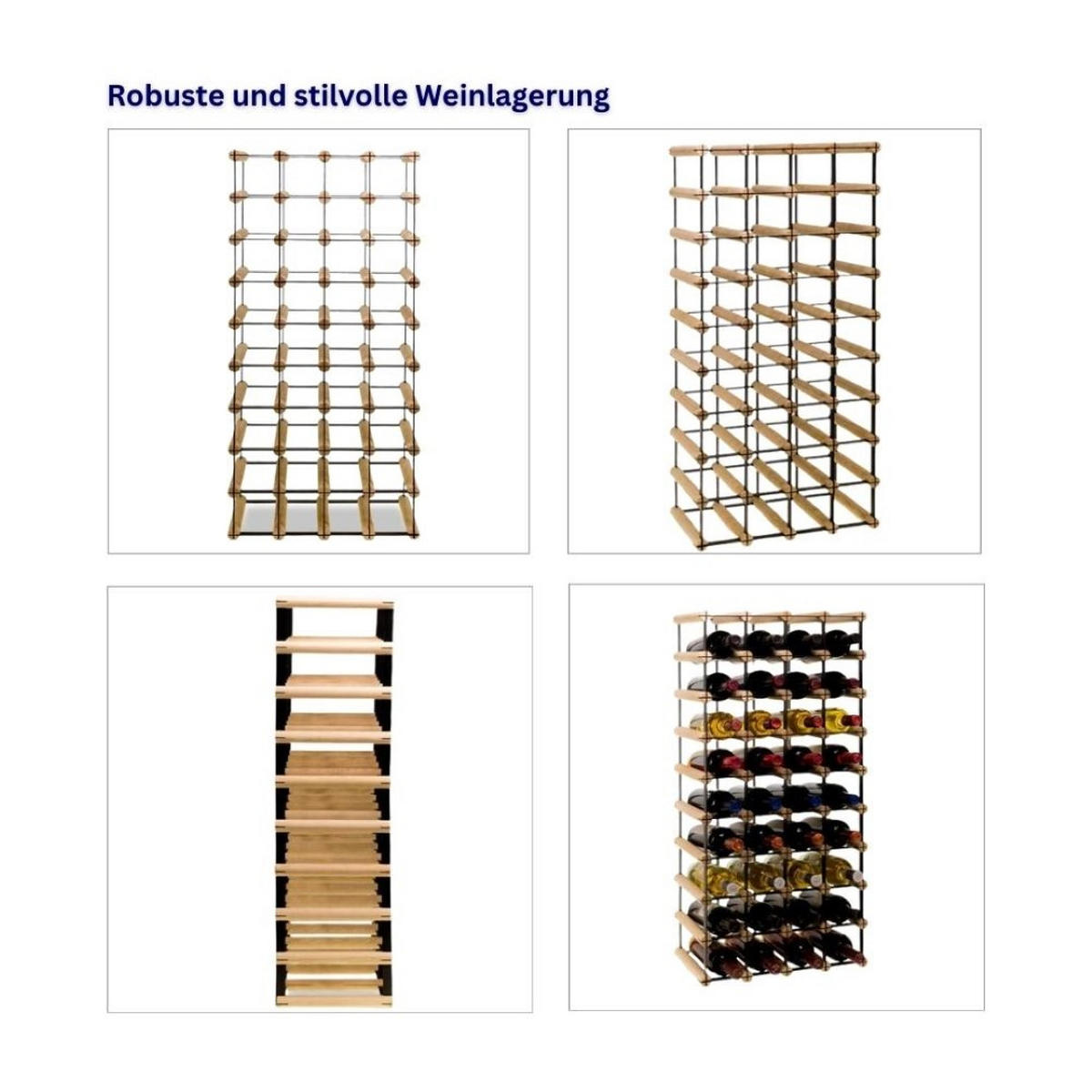 WEINREGAL Vinotega Mod Metal 92,5x42,5x24,5 cm 4x9 Flaschen Massives Kiefernholz Natur - Naturfarben, Holz (42.5/92.5/24.5cm) - PROREGAL
