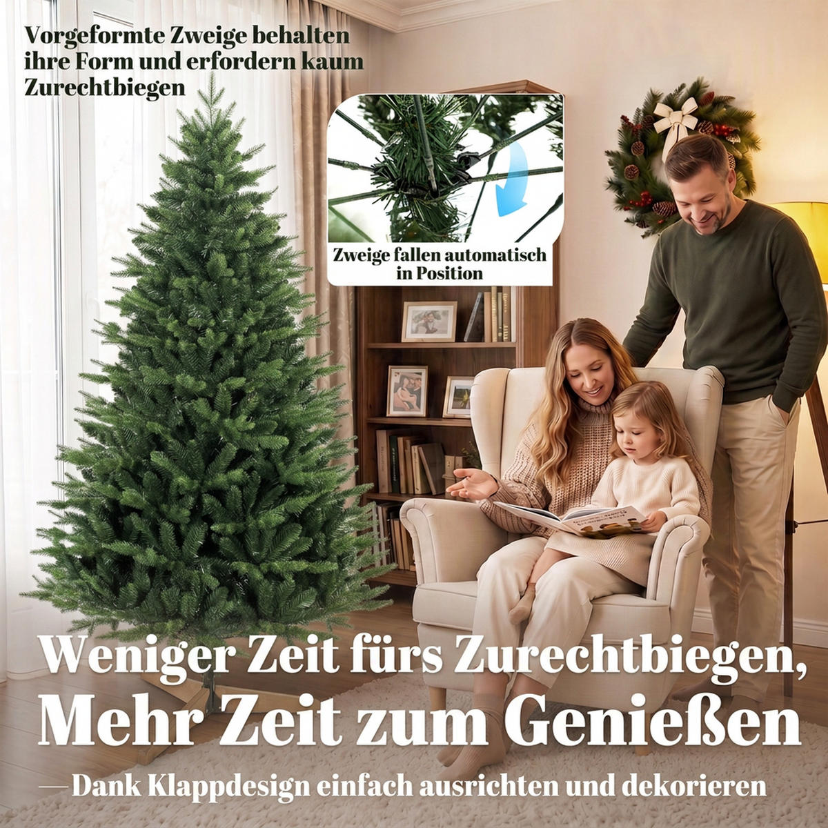 WEIHNACHTSBAUM Kunststoff Kiefernholz Grün - Grün, Kunststoff (180cm) - HOMCOM