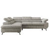 ECKSOFA PABLO L Hellgrau Schenille grob gewebt - Links Seite - Hellgrau/Schwarz, Textil/Metall (208/273cm) - MKS