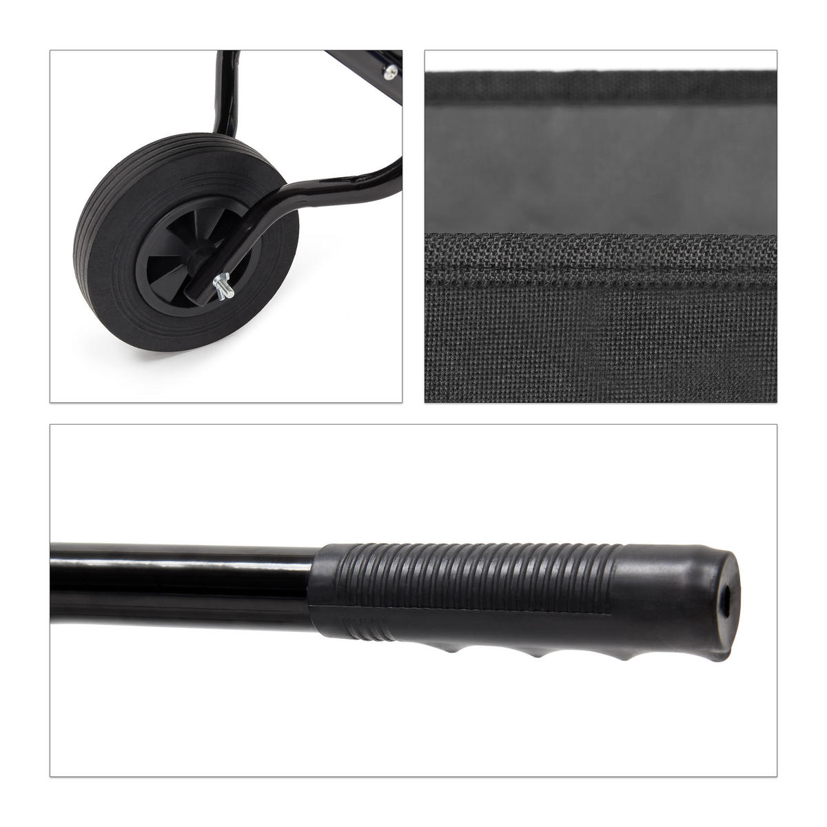 FALTSCHUBKARRE - Schwarz, Kunststoff/Textil (112/70/67cm) - Relaxdays