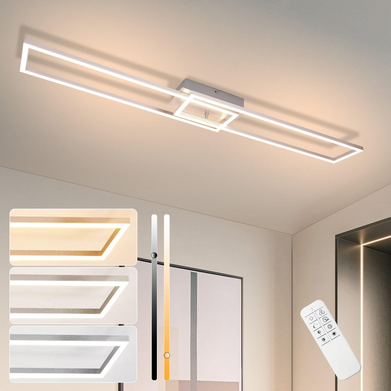 LED-DECKENLEUCHTE Lusk 18.5/102.5/7.3cm - Silberfarben, Metall (102.5/18.5/7.3cm) - Nettlife