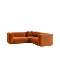 ECKSOFA Modulares, Corner Mini, Velvet-Stoff Bluvel, Zimtfarbe, GRETA - Orange, Holz (190/190cm) - Kaiser Möbel