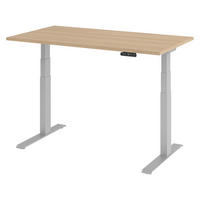 SCHREIBTISCH elektrisch XDKB 80/140/74 cm in Eichefarben/Silberfarben - Eichefarben/Silberfarben, Holzwerkstoff (80/140/74cm) - bümö