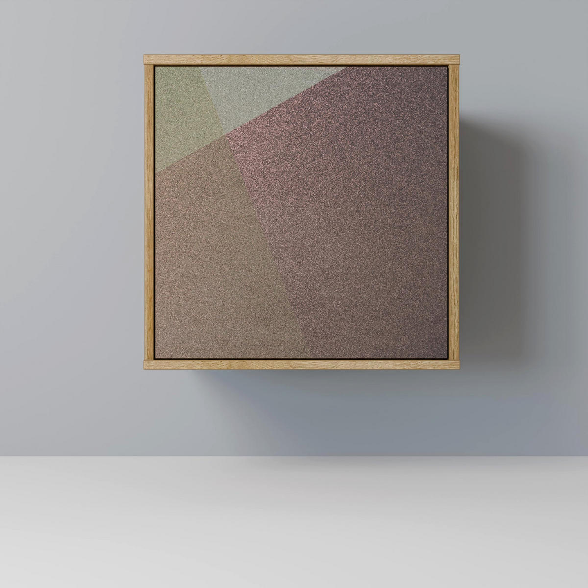 SIDEBOARD BEIGE GEOMETRY, Eichefarben, 57,5x42x72,5 cm, Schwarze Metallfüße - Eichefarben/Multicolor, Holzwerkstoff/Metall (57.5/72.5/42cm) - SpaceRebels