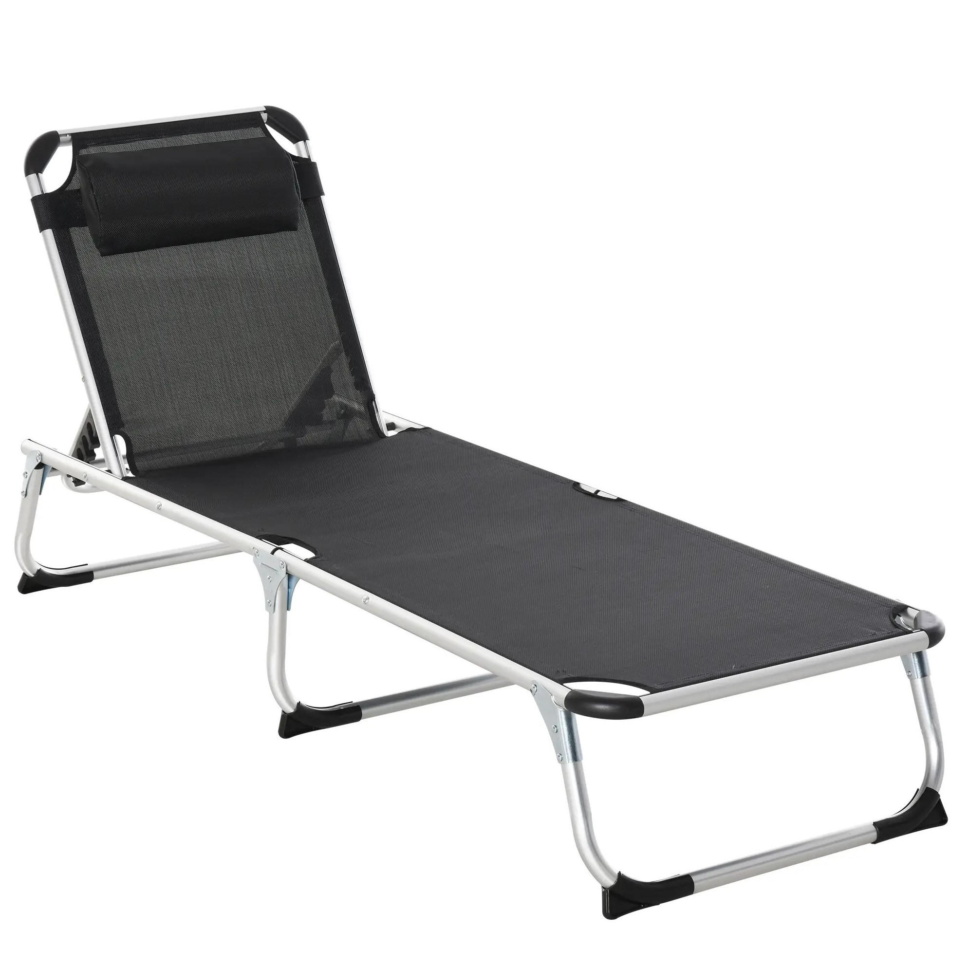 SONNENLIEGE aus Aluminium 165x60x76 cm in Schwarz mit 4-fach verstellbarer Rückenlehne - Schwarz, Metall (60/76/165cm) - Modfu