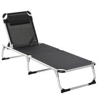 SONNENLIEGE aus Aluminium 165x60x76 cm in Schwarz mit 4-fach verstellbarer Rückenlehne - Schwarz, Metall (60/76/165cm) - Modfu