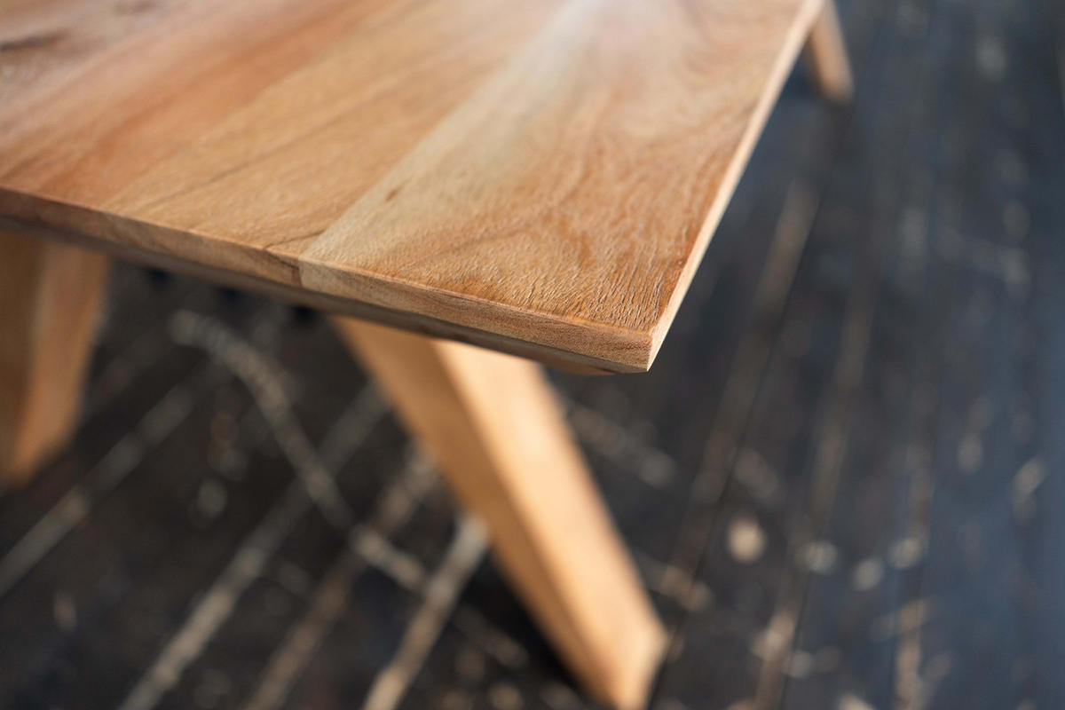 ESSTISCH MIT SCHWEIZER KANTE WOODY Braun Akazie - Schwarz/Braun, Akazienholz/Holz (200/100/78cm) - KAWOLA