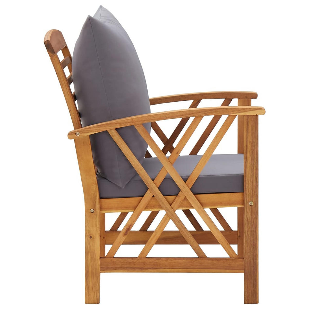 GARTEN-LOUNGE-SET 5Er Set Mit Auflagen Massivholz Akazie - Dunkelgrau, Holz - vidaXL