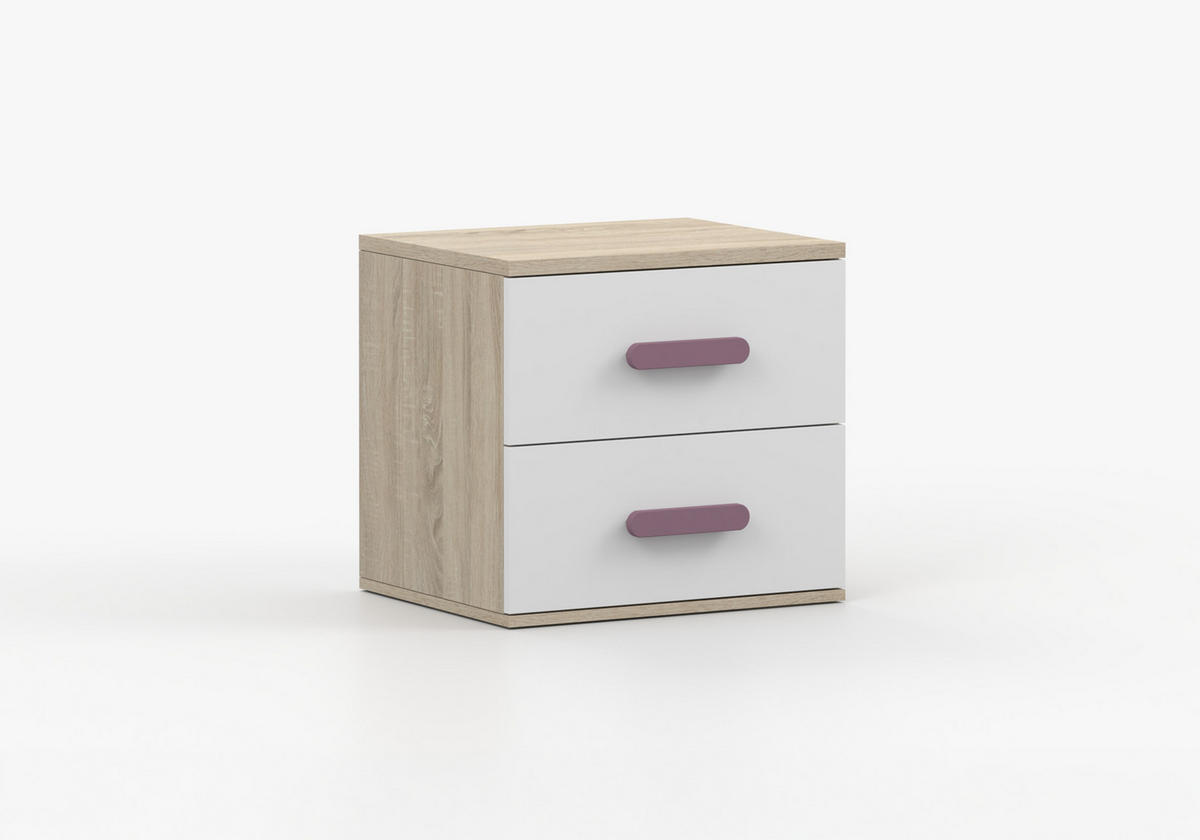 JUGENDZIMMER Elora in Eiche und Weiß – 6-teiliges Set – Grifffarbe Erika - Braun, Holzwerkstoff (80/200/120cm)