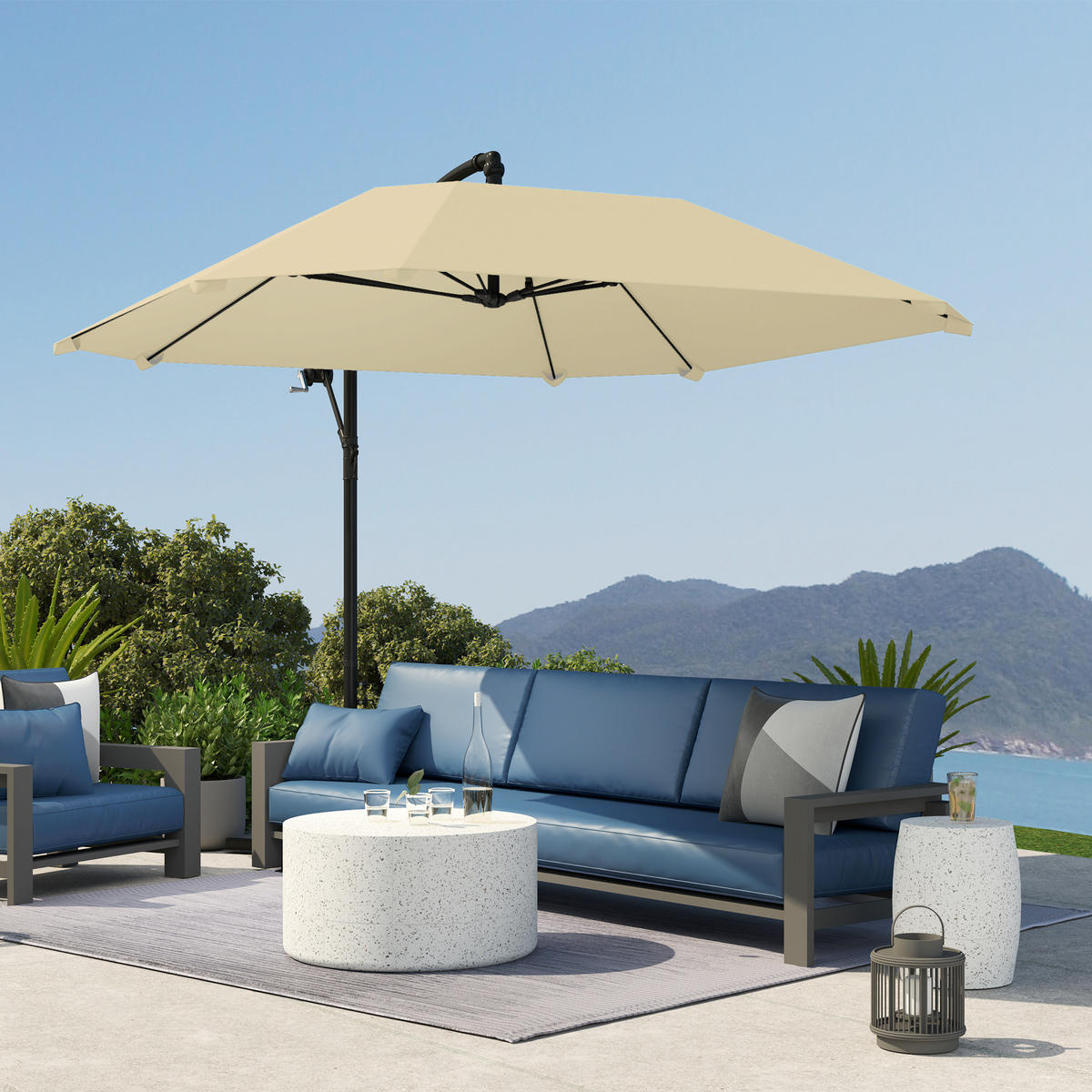 AMPELSCHIRM Alu Ø 260 cm - Beige, Metall (260/304cm) - Outsunny