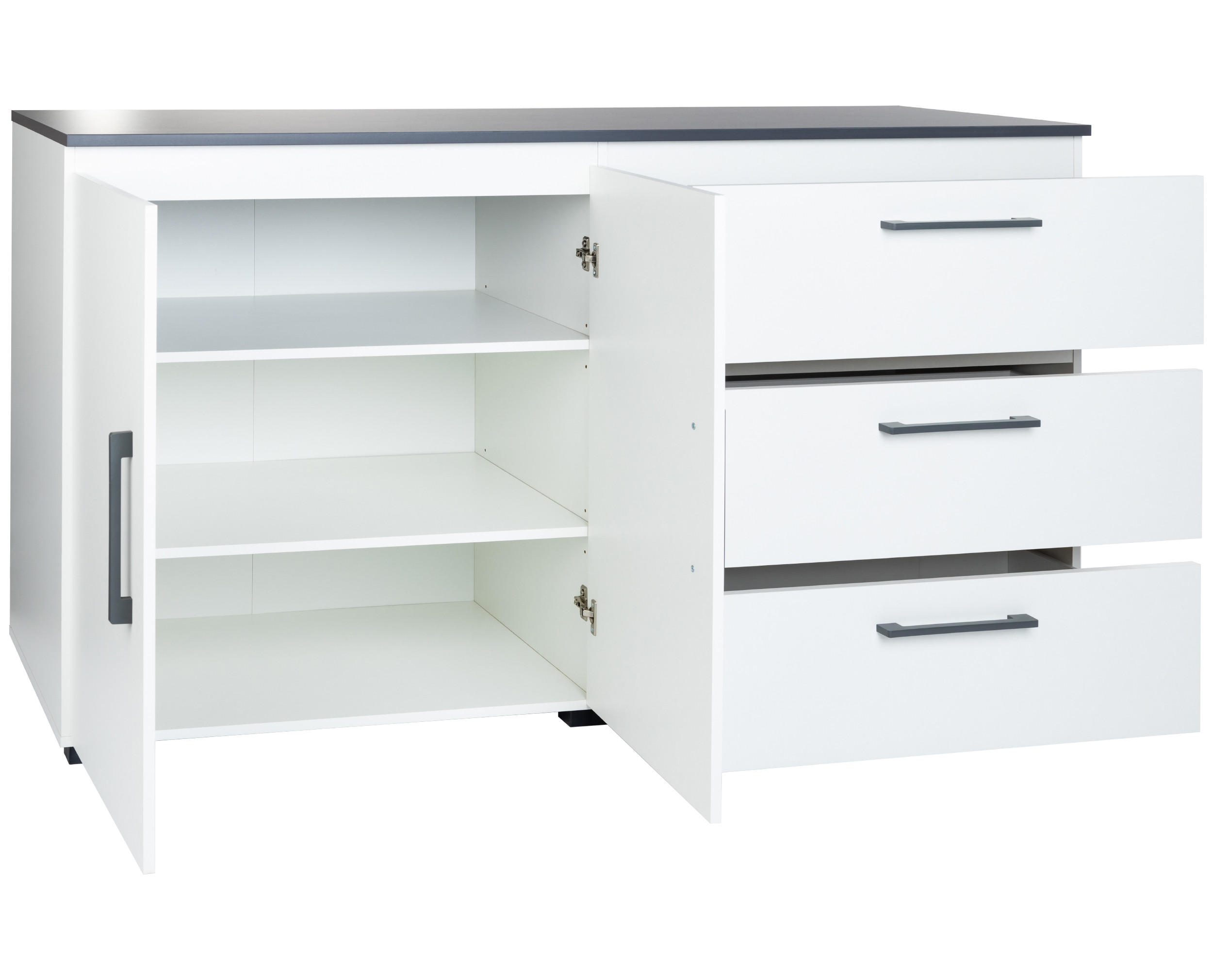 KOMMODE 169/92/50 cm Weiß Anthrazit - Anthrazit/Weiß, Holzwerkstoff/Kunststoff (169/92/50cm) - arthur berndt