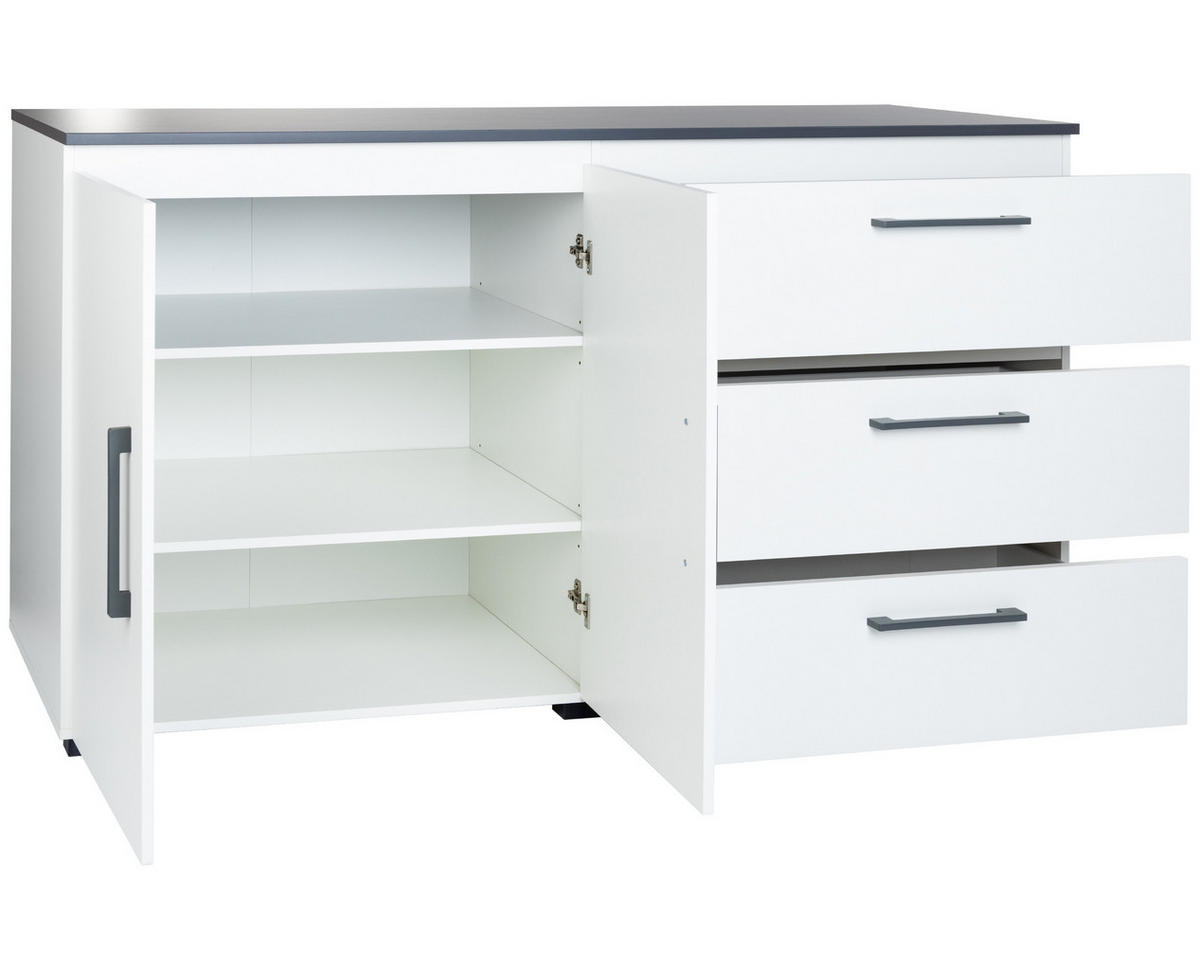 KOMMODE 169/92/50 cm Weiß Anthrazit - Anthrazit/Weiß, Holzwerkstoff/Kunststoff (169/92/50cm) - arthur berndt