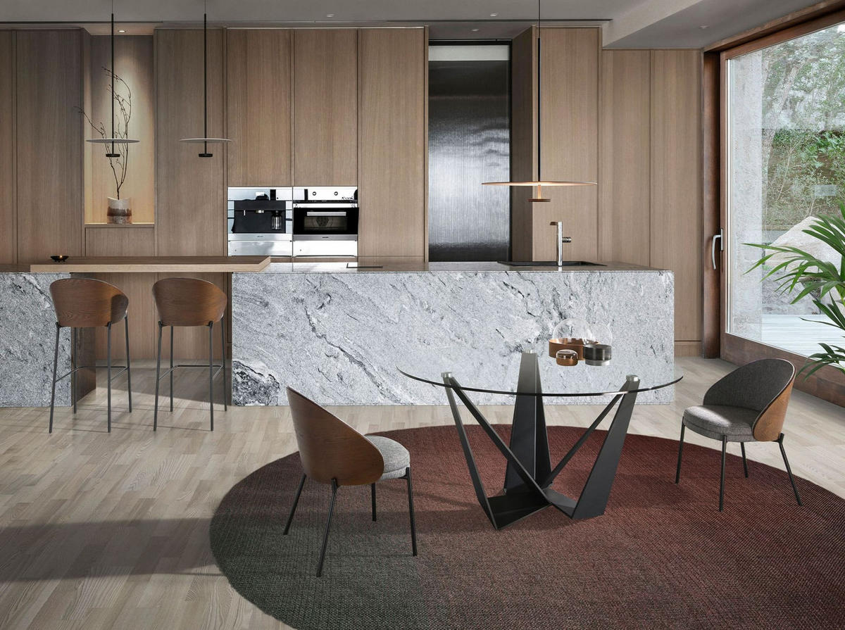 ESSTISCH Esstisch runde gehärtetes Glas aus schwarzer Stahl Ø150/75 cm - Transparent/Schwarz, Glas/Metall (150/150/75cm) - ANGEL CERDA