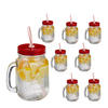 8XTRINKGLAS - Rot, Glas/Metall (0.5L) - Relaxdays