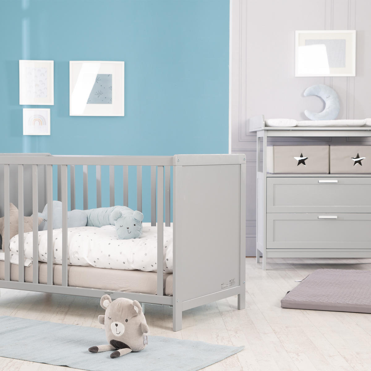 BABYZIMMER-SET Hamburg mit Schubladen, 2-teilig - Taupe, Holzwerkstoff (66/76/123cm) - Roba