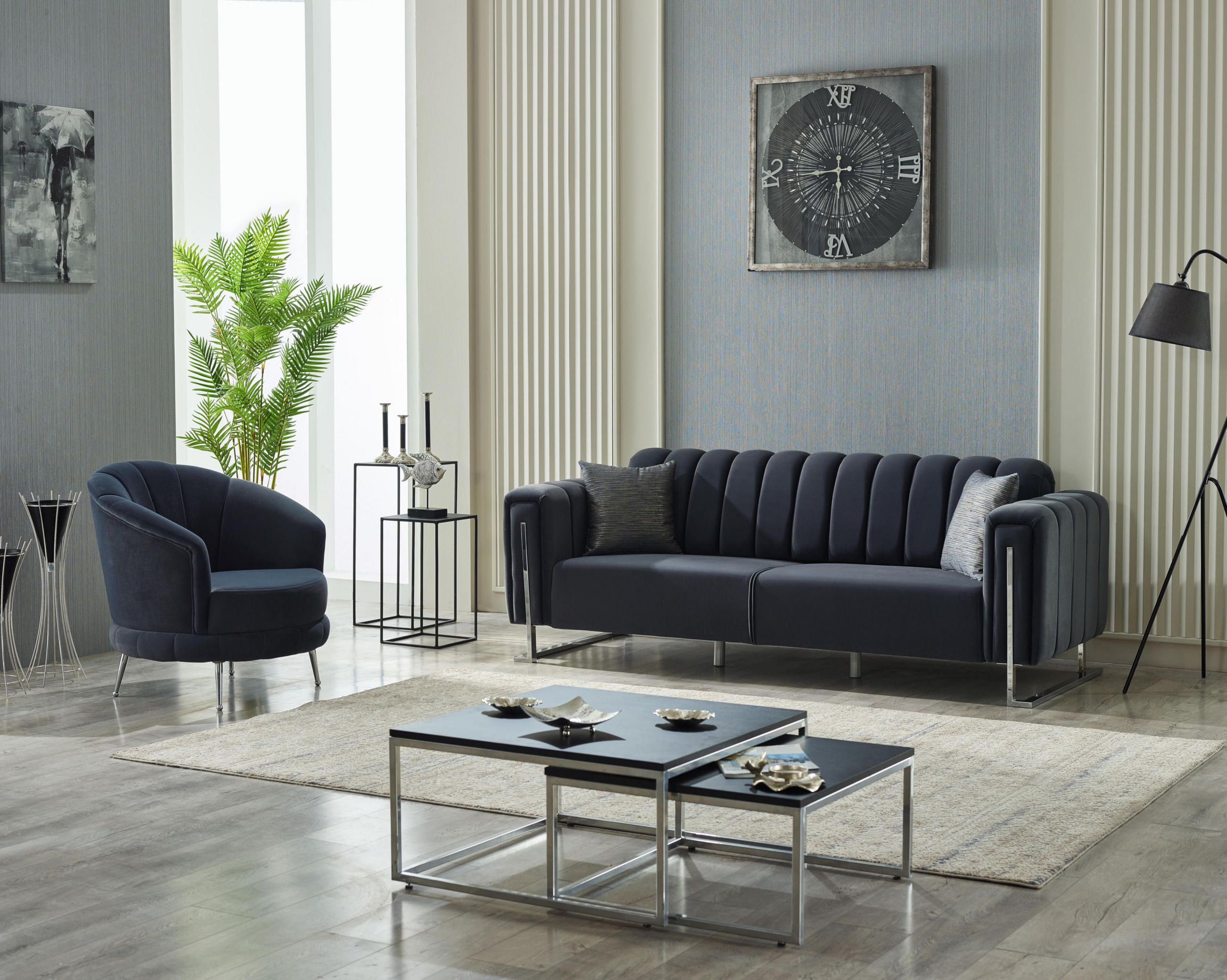 Thumbnail - Villa Möbel Sitzgarnitur, Schwarz, Textil, Buche, 4-Sitzer, 230x85x90 cm, Wohnzimmer, Sofas & Couches, Sitzgarnituren