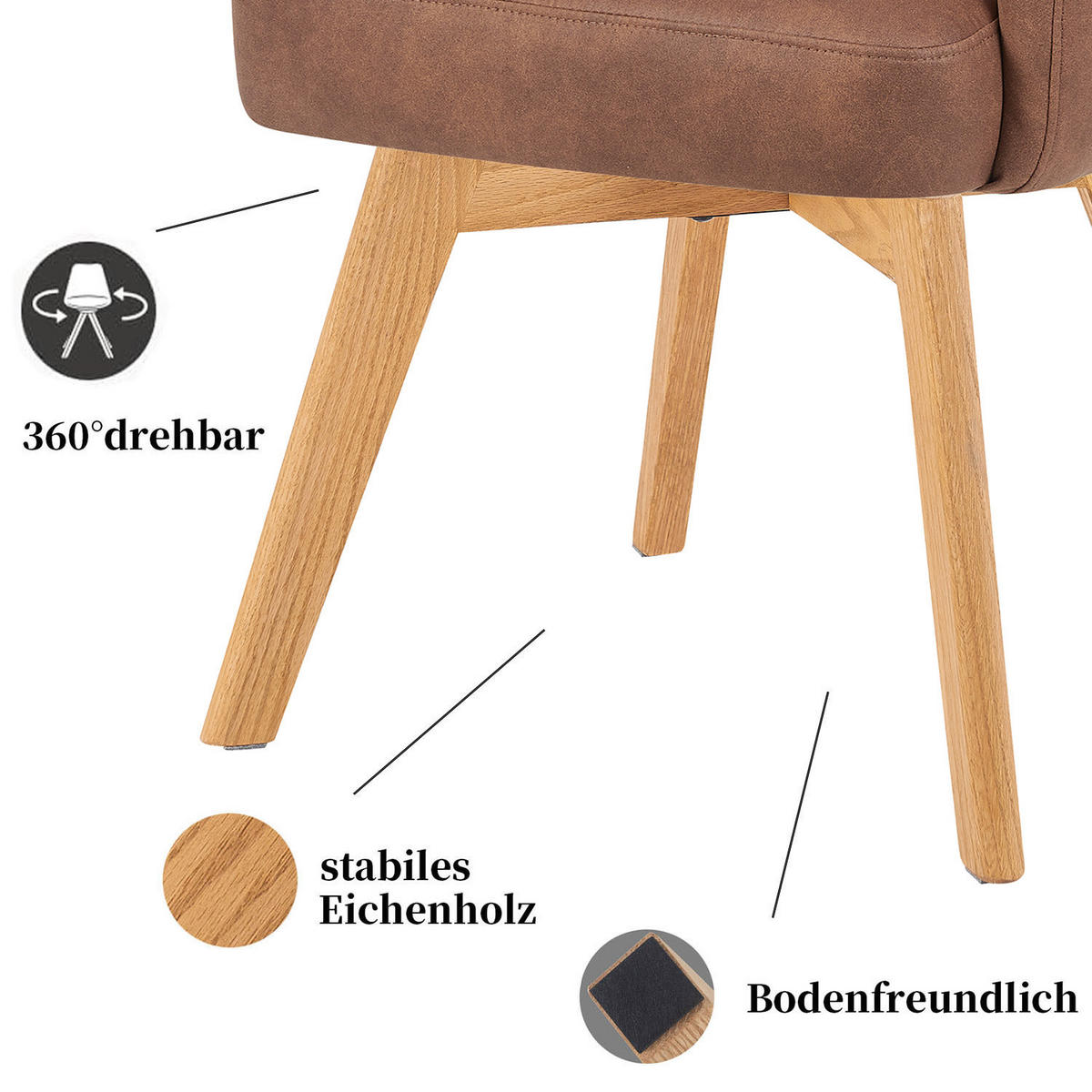 ARMLEHNSTUHL Mika-Joni 2er-Set - Honigeiche/Braun, Eichenholz/Holz (59/94/66cm) - DUBI Möbel