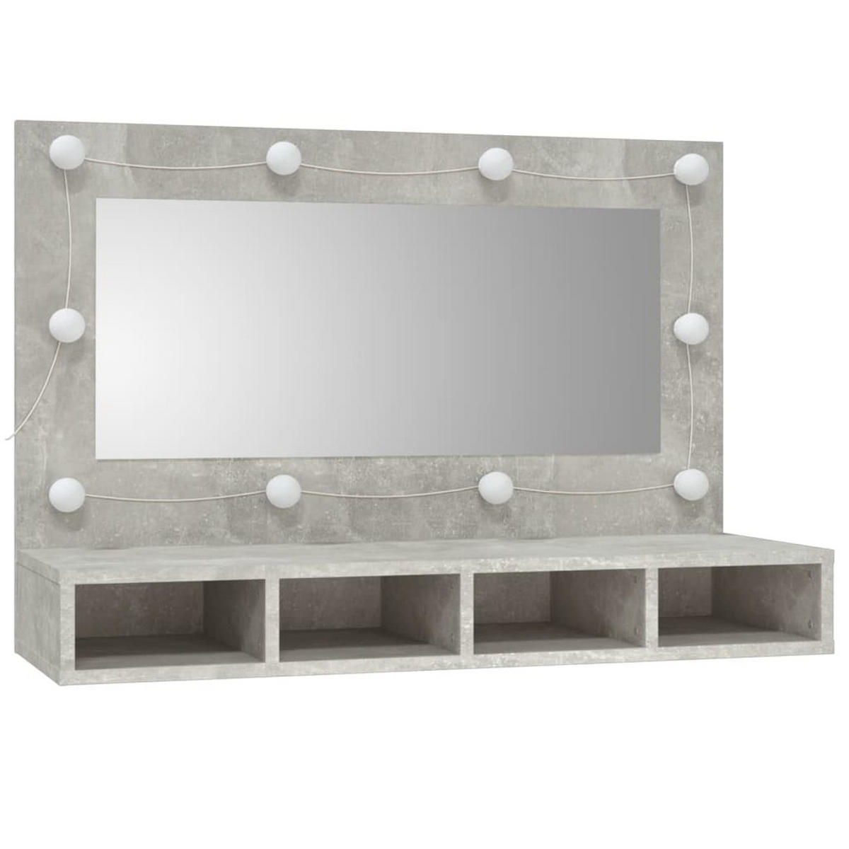 WANDSPIEGEL MIT LED BETONGRAU 90X31,5X62 CM - Hellgrau, Holz (90/62/31.5cm) - vidaXL