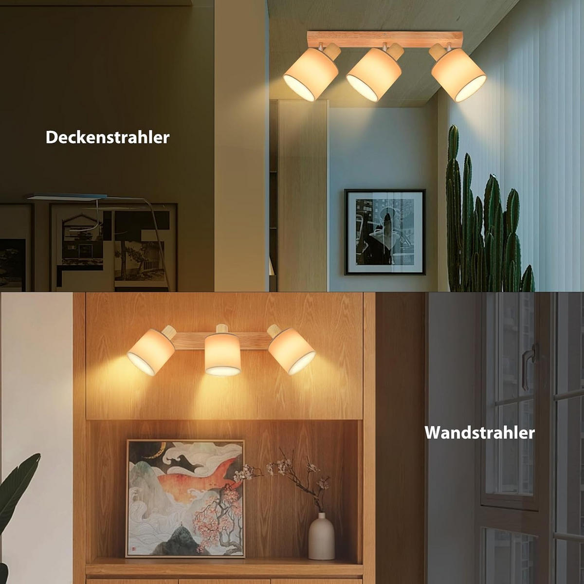DECKENSTRAHLER Rin 48/16/13cm - Eukalyptusholzfarben, Holz (48/16/13cm) - ZMH