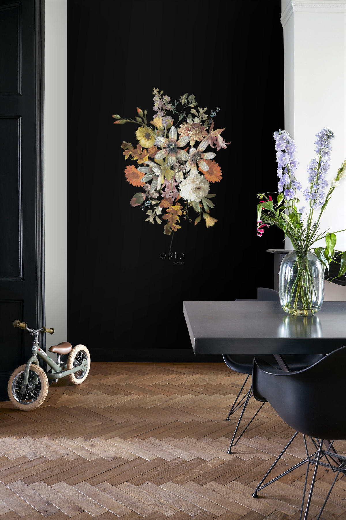 FOTOTAPETE Blumenstillleben 150 x 279 cm - Schwarz, Papier (150/279cm) - ESTAhome