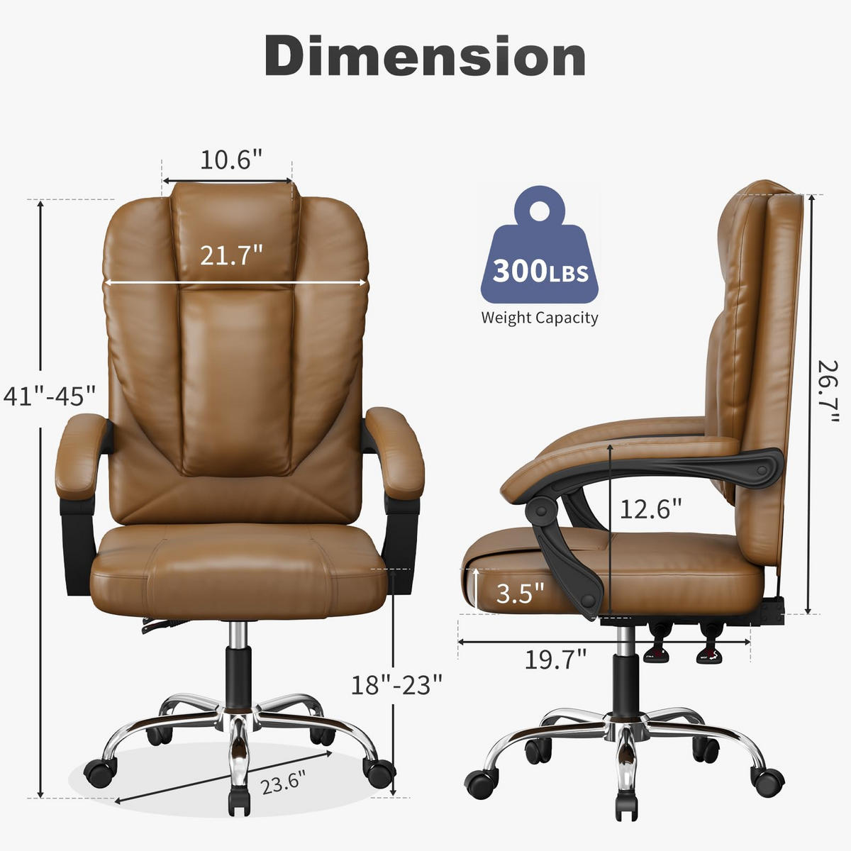 BÜROSTUHL Braun ergonomisch Kunstleder verstellbar - Braun, Leder (64/115/70cm) - Rattrix