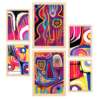 POSTER Set Mit 6 Gotisch Laut In Liebhaber Abstrakt A3 & A4 Rahmen Aus Hellem Holz - Beige, Papier (29/3cm) - Nacnic