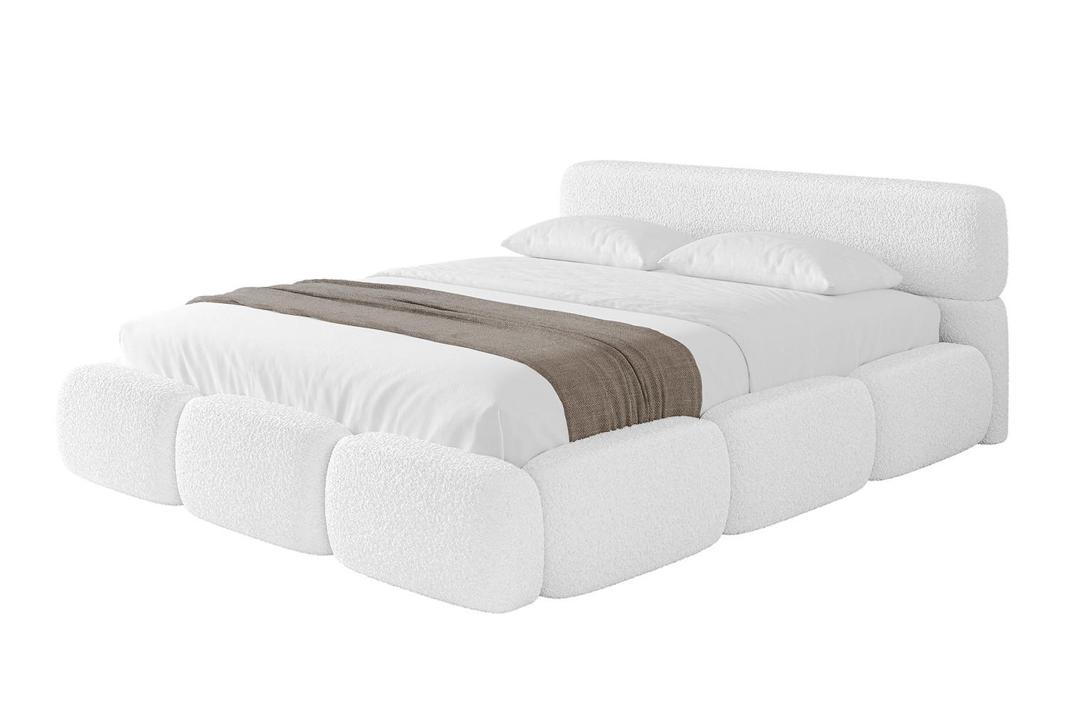 POLSTERBETT mit Bettkasten und Lattenrost, Bett mit Matratze H3/H4 - ELVA-v1 120x200 Weiß - Weiß, Holzwerkstoff/Textil (120/200cm) - ALTDECOR