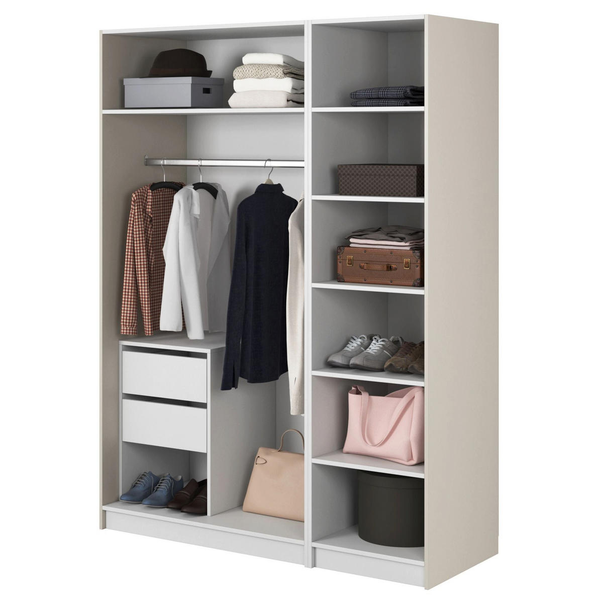KLEIDERSCHRANK Moonir Greige 150 cm - Taupe/Goldfarben, Holzwerkstoff/Metall (150/200.5/57cm) - Selsey