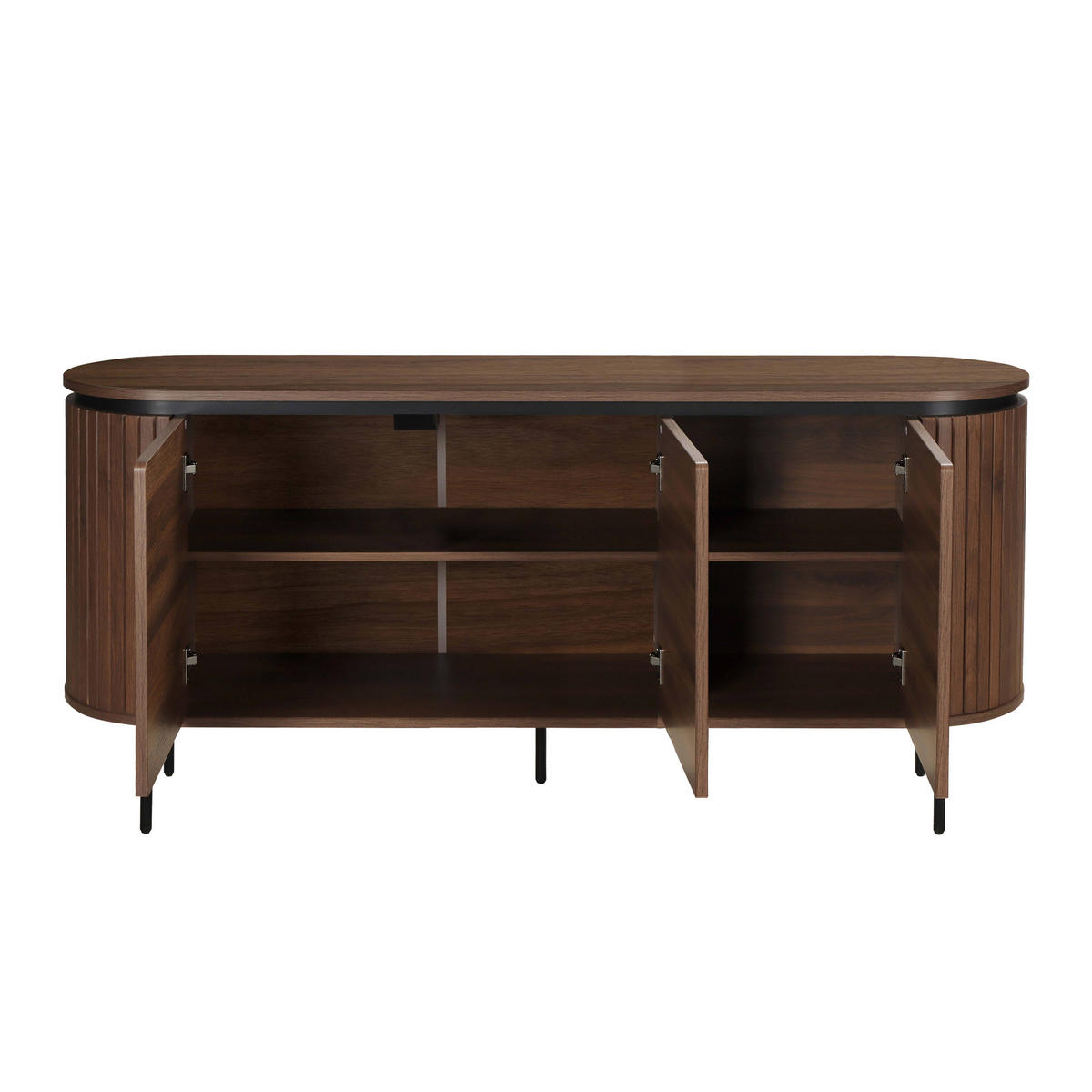 SIDEBOARD, dunkles Holzeffekt - Braun, Holz (40/76/160cm) - Oviala
