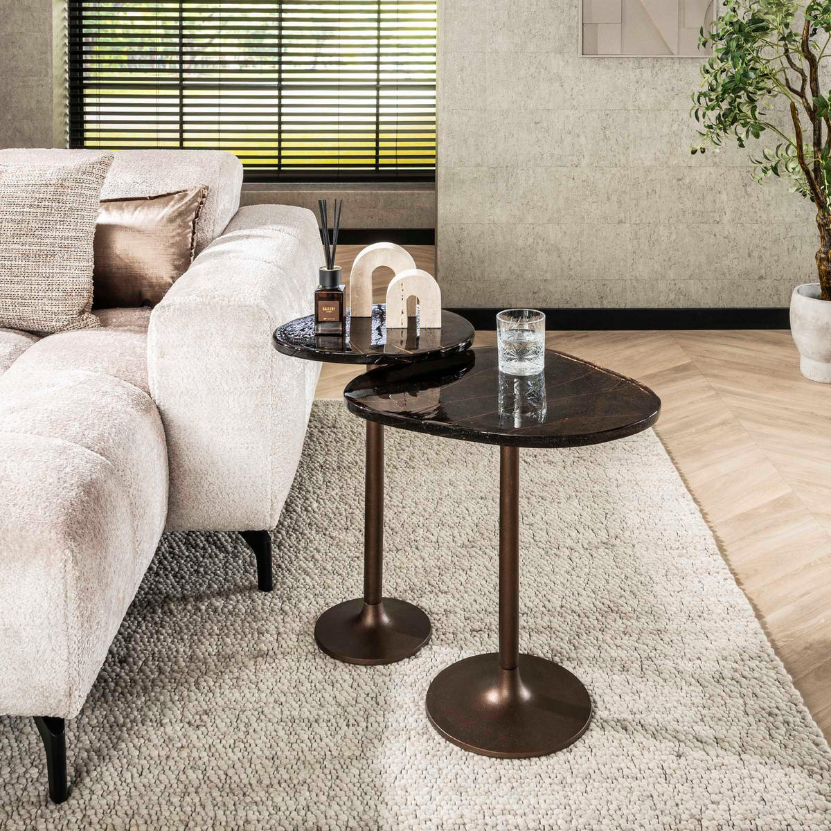 BEISTELLTISCH Eclipse Braun 33/38/60 cm - Kupferfarben, Glas (33/38/60cm) - Hoyz Collection